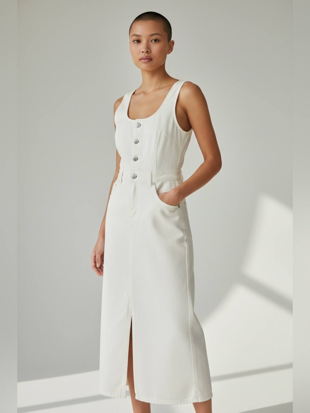 Forever 21 Button-Front Denim Jean Midi Dress